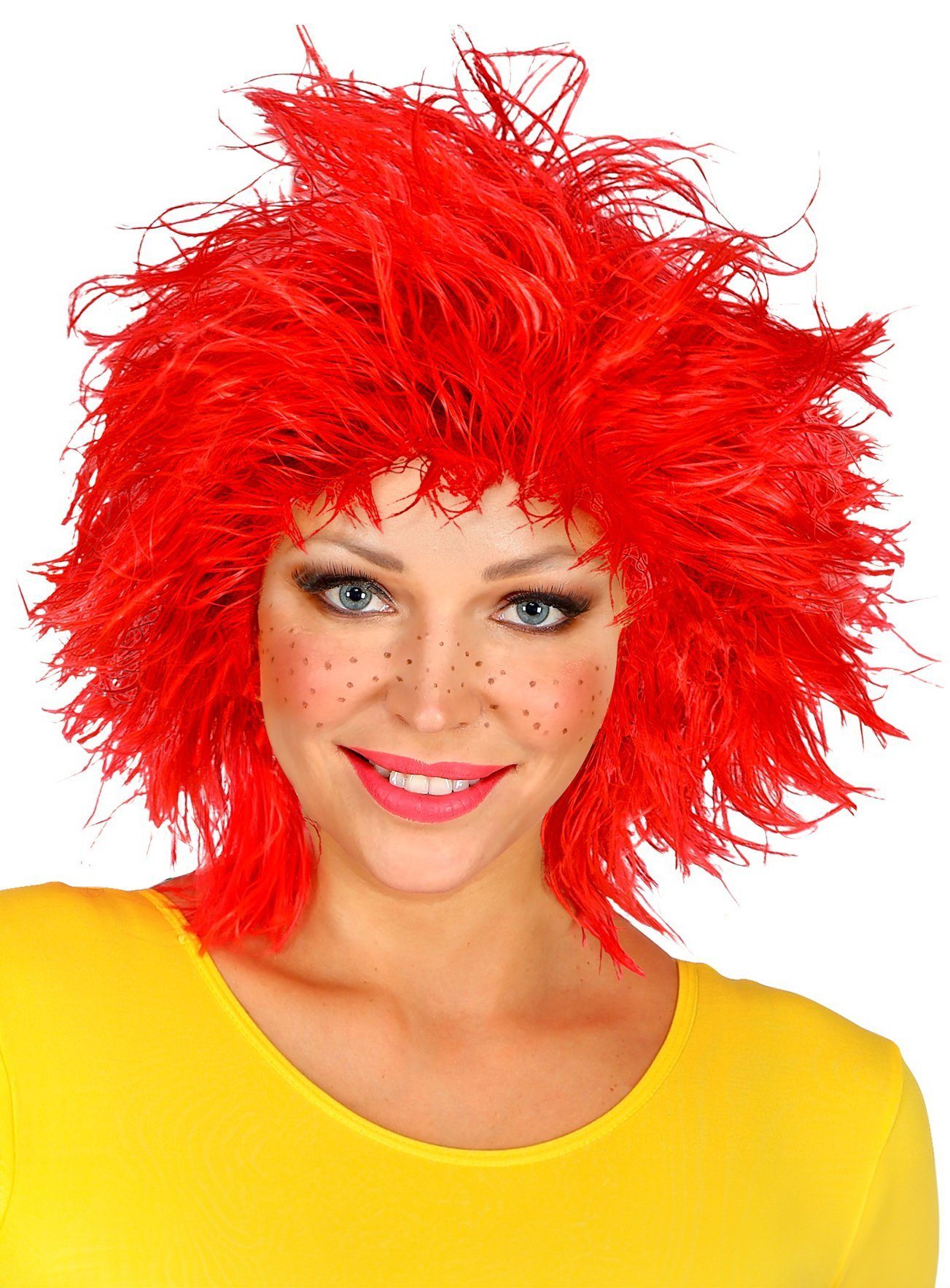 Widdmann Kostüm-Perücke Rote Kobold Perücke - Kostümperücke für Fasching, Roter Wuschelkopf für große Clowns und kleine Kultfiguren