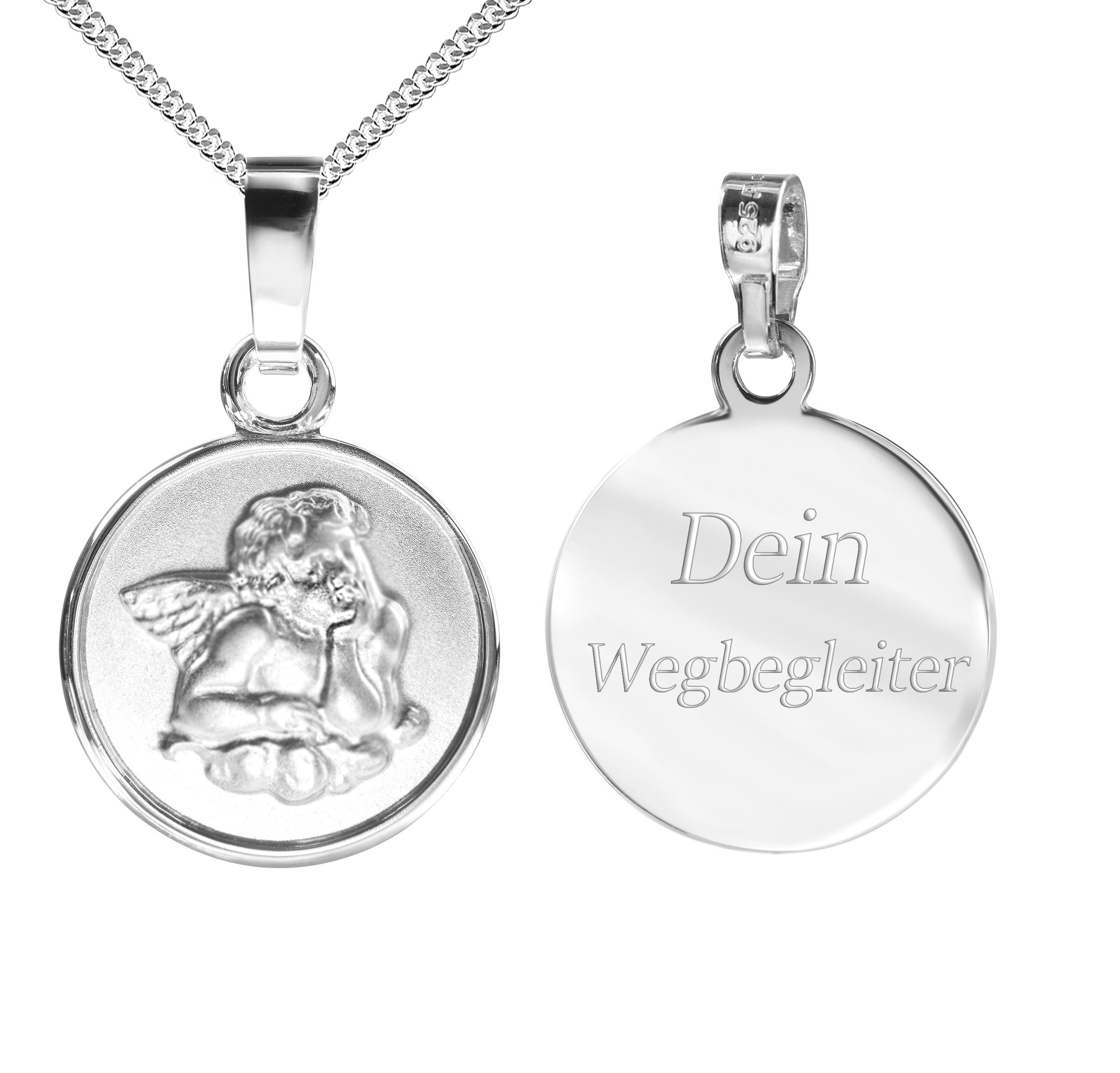 JEVELION Engelanhänger Anhänger 925 Sterlingsilber Schutzengel - Made in Germany (Silberkreuz, für Damen und Herren), Mit Silberkette 925 - Länge wählbar 36 - 70 cm oder ohne Kette.