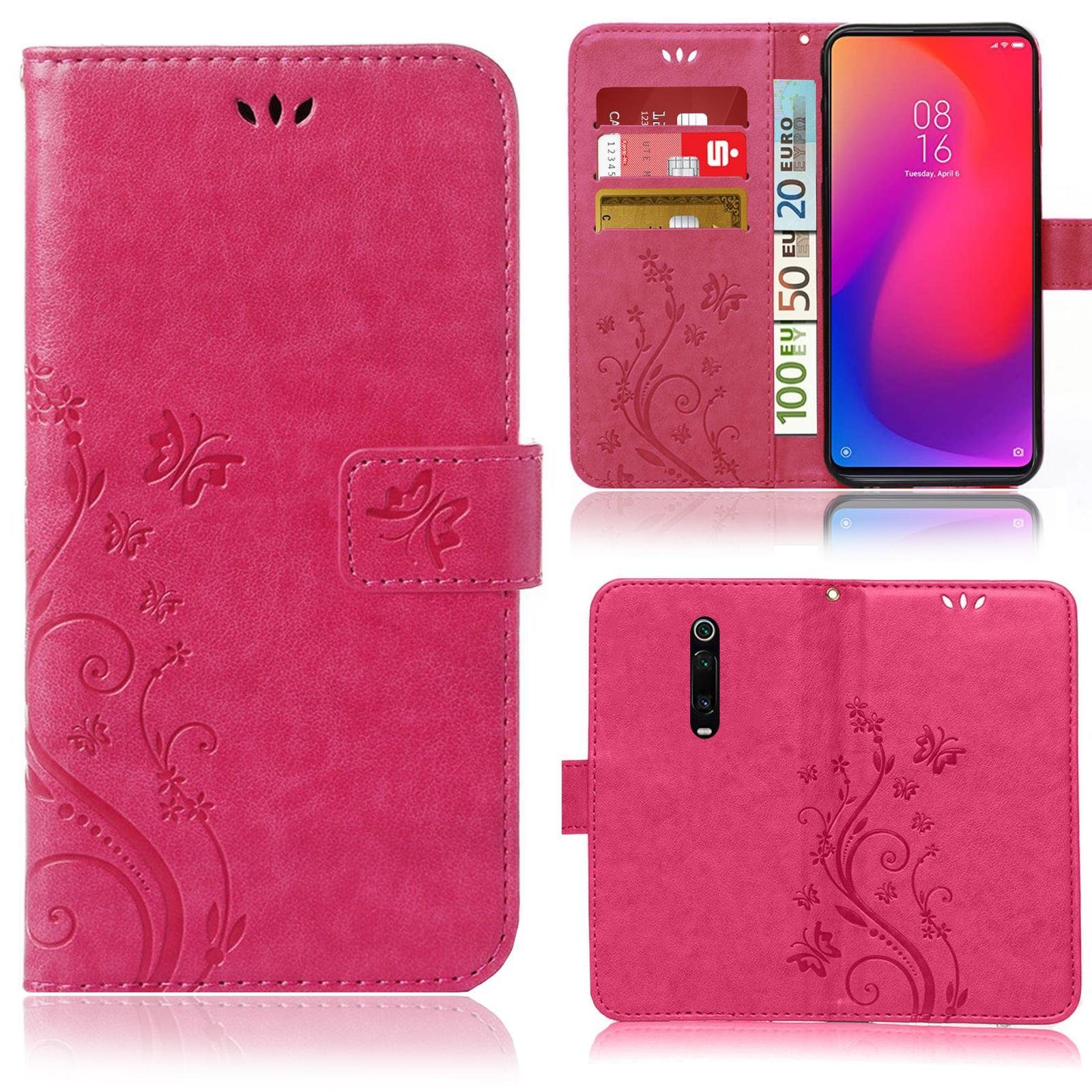 Numerva Handyhülle Bookstyle Flower für Xiaomi Mi 9T / Mi 9T Pro, Handy Tasche Schutzhülle Klapphülle Flip Cover mit Blumenmuster