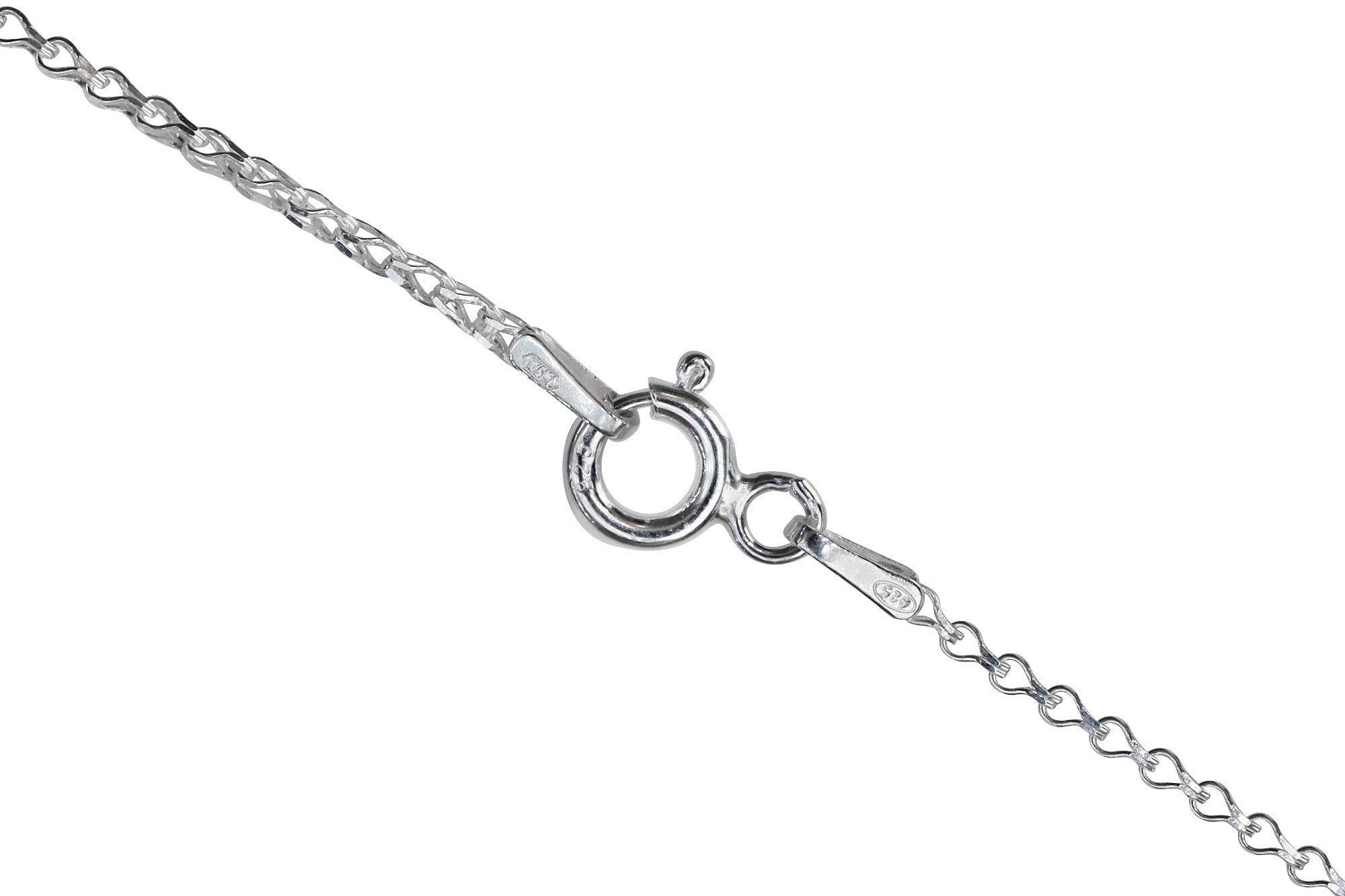 SILBERMOOS Gliederkette Zierliche diamantierte Zopfkette, 925 Sterling Silber