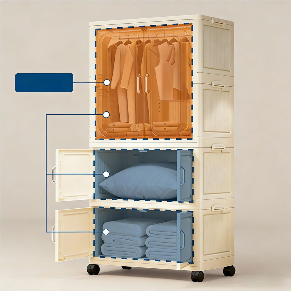 GarveeMore Kleiderschrank Klappbarer Kleiderschrank mit hängenden Schienen Kleiderschrank – Bild 3 von 5