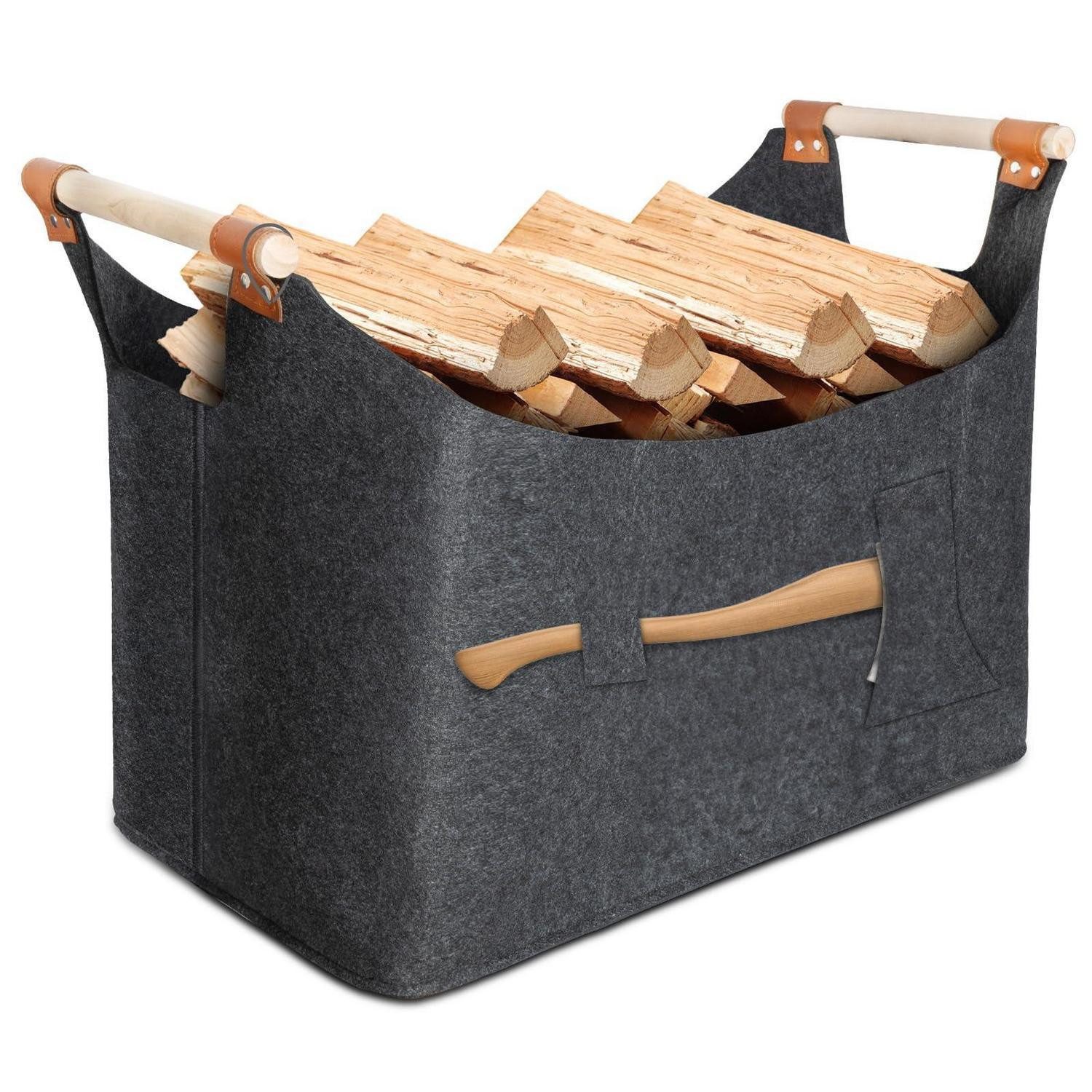 LuxusKollektion Kaminholzkorb Holzkorb Filz faltbar 55x40x32cm