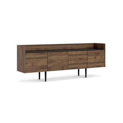 ebuy24 Sideboard Una Schrank 3 Türen, 2 Schubladen Walnuss Dek