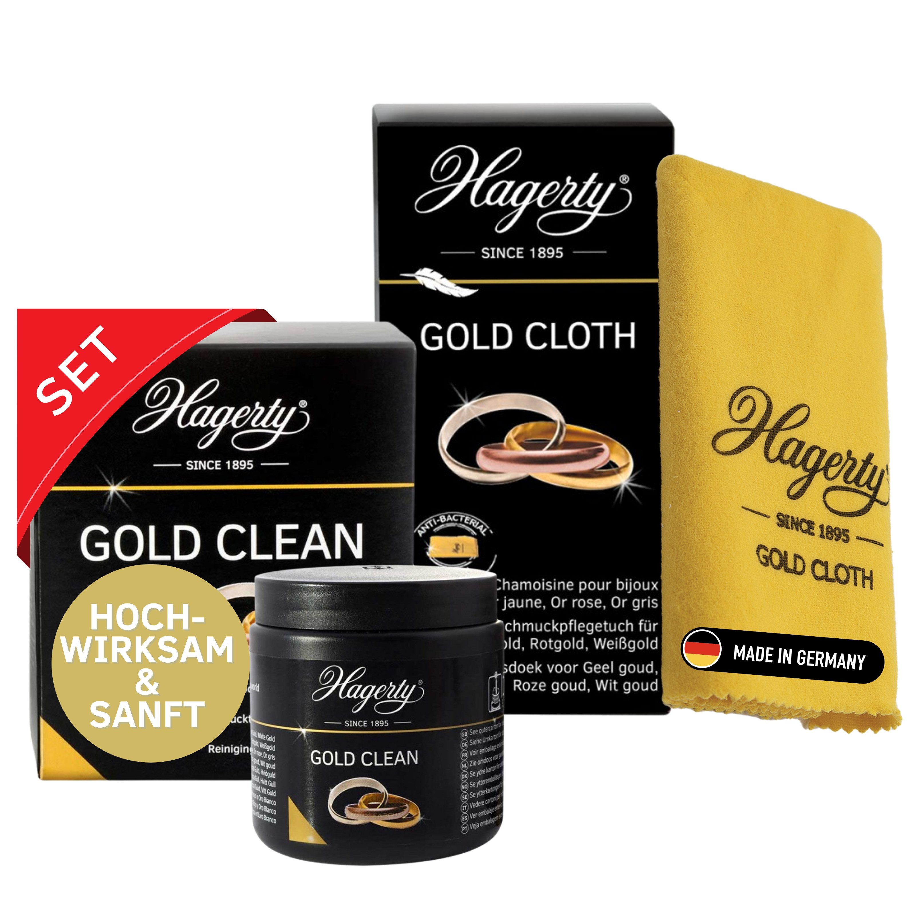 Hagerty Set Gold Clean + Gold Cloth Goldschmuck Reinigungsset Schmuckreiniger