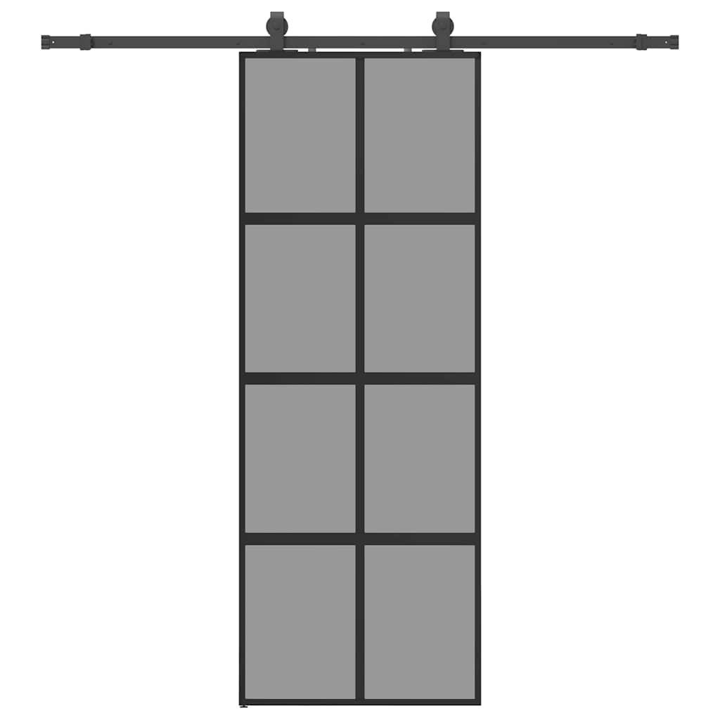 vidaXL Zimmertür 76 x 205 cm 200 cm sliding rail Schiebetür mit Beschlag Schwarz 76x205
