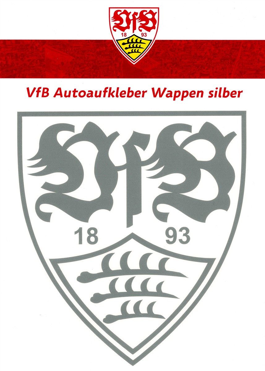 VfB Stuttgart Aufkleber VfB Stuttgart Autoaufkleber Wappen silber 21x21 cm