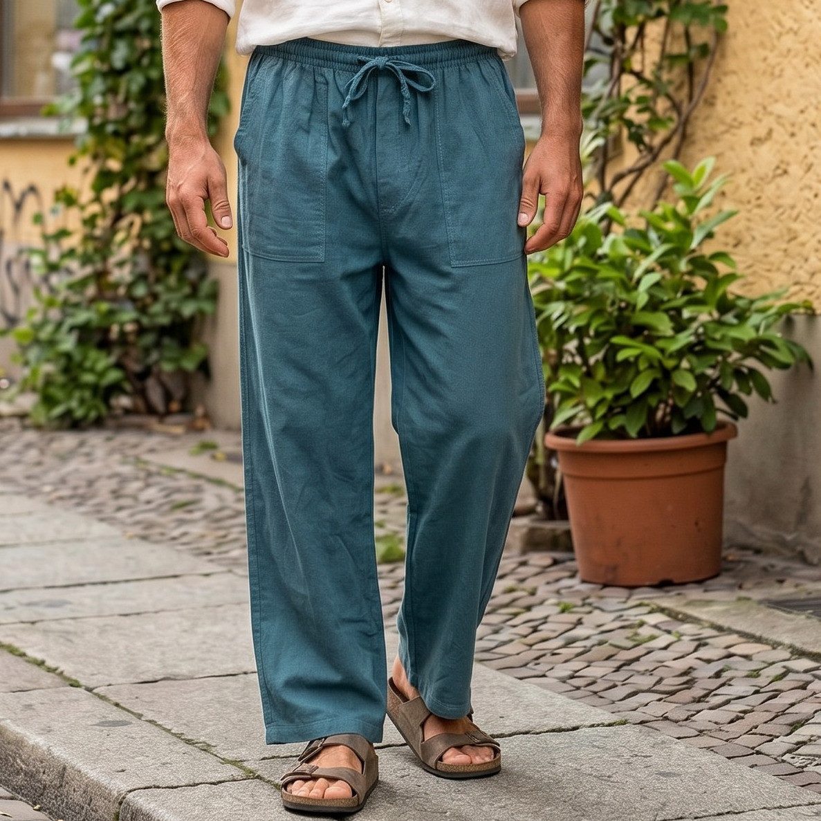 Guru-Shop Relaxhose Leichte Yoga Hose, Tai Chi Hose, Sommerhose,.. Ethno Style, alternative Bekleidung – Bild 5 von 5