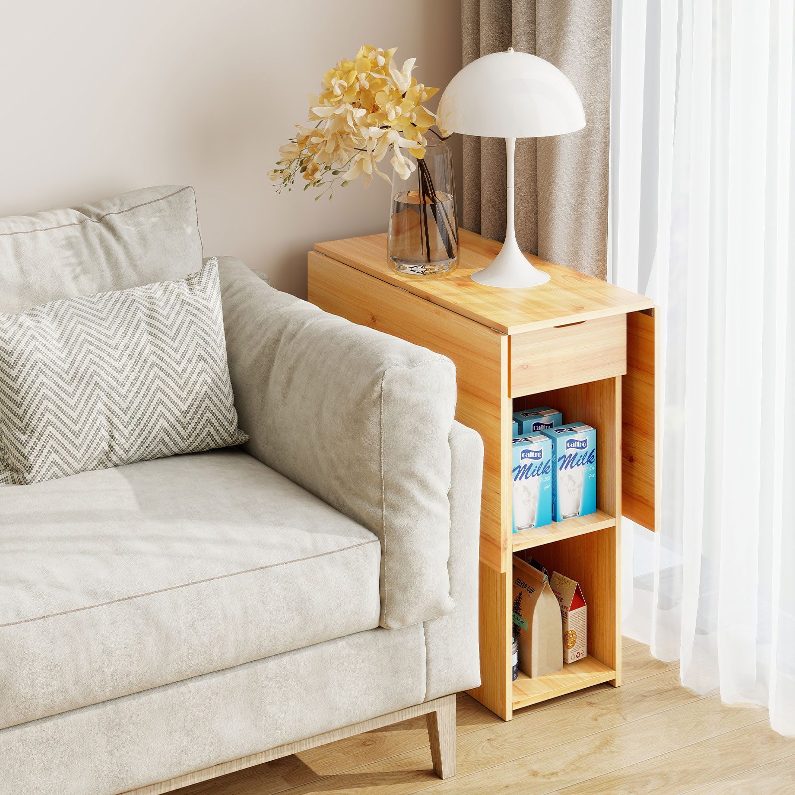 KOMFOTTEU Esstisch, Klapptisch Küchentisch mit Rollen, 1 Schublade & 2 Abla günstig online kaufen