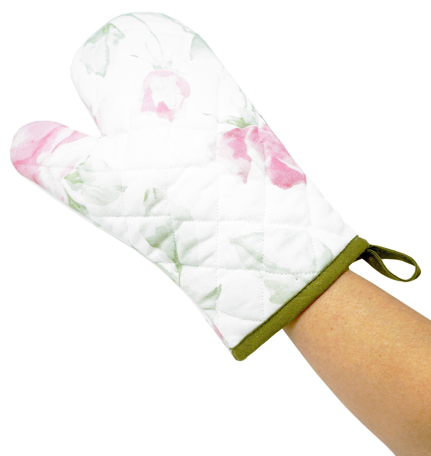 Lashuma Topfhandschuhe Rose, (Set, 2-tlg), Frauen Kochhandschuhe, Ofenhandschuhe groß 30x20 cm