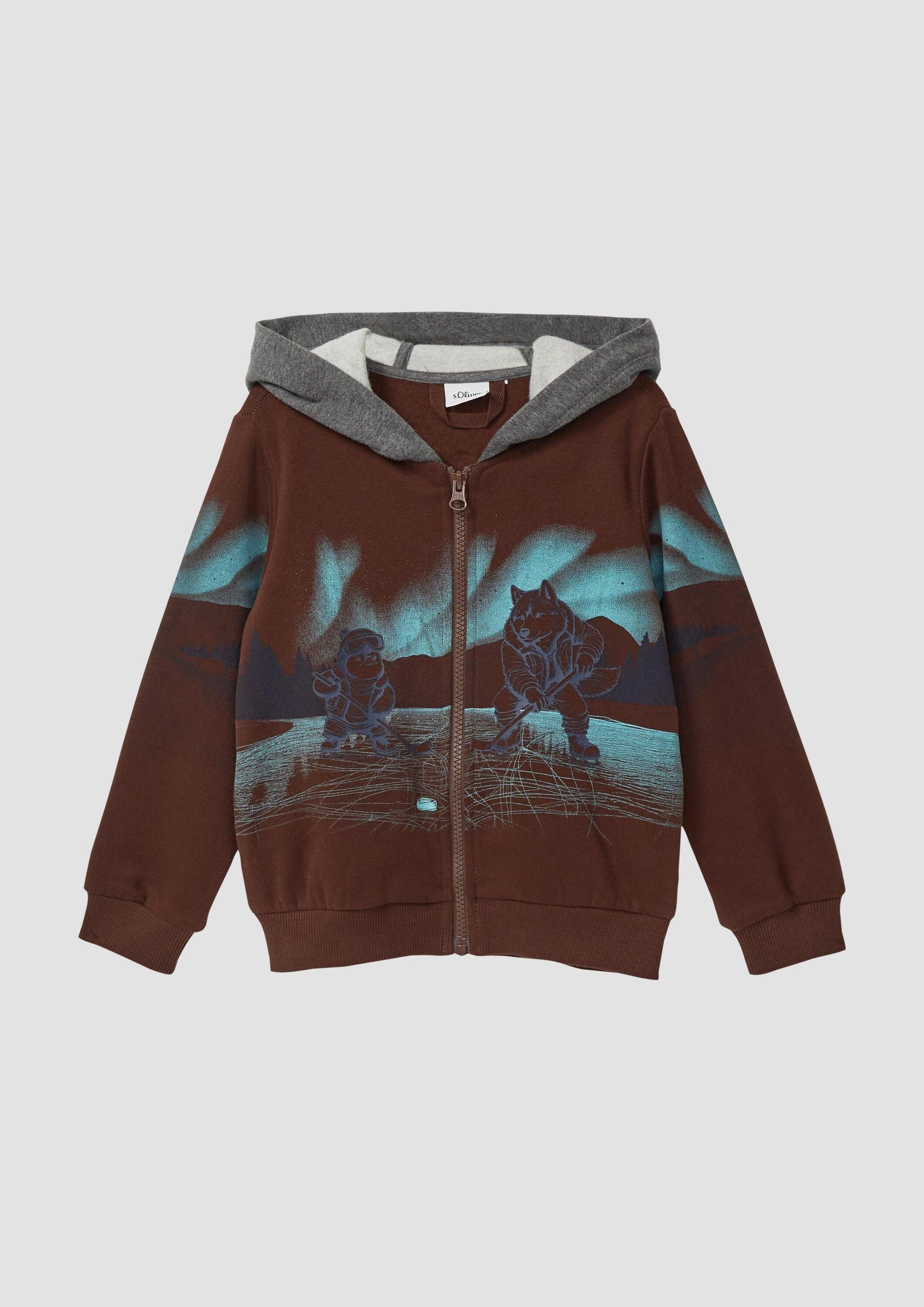 s.Oliver Sweatjacke Sweatshirt Jacke Kuschelige Kapuzen-Sweatjacke