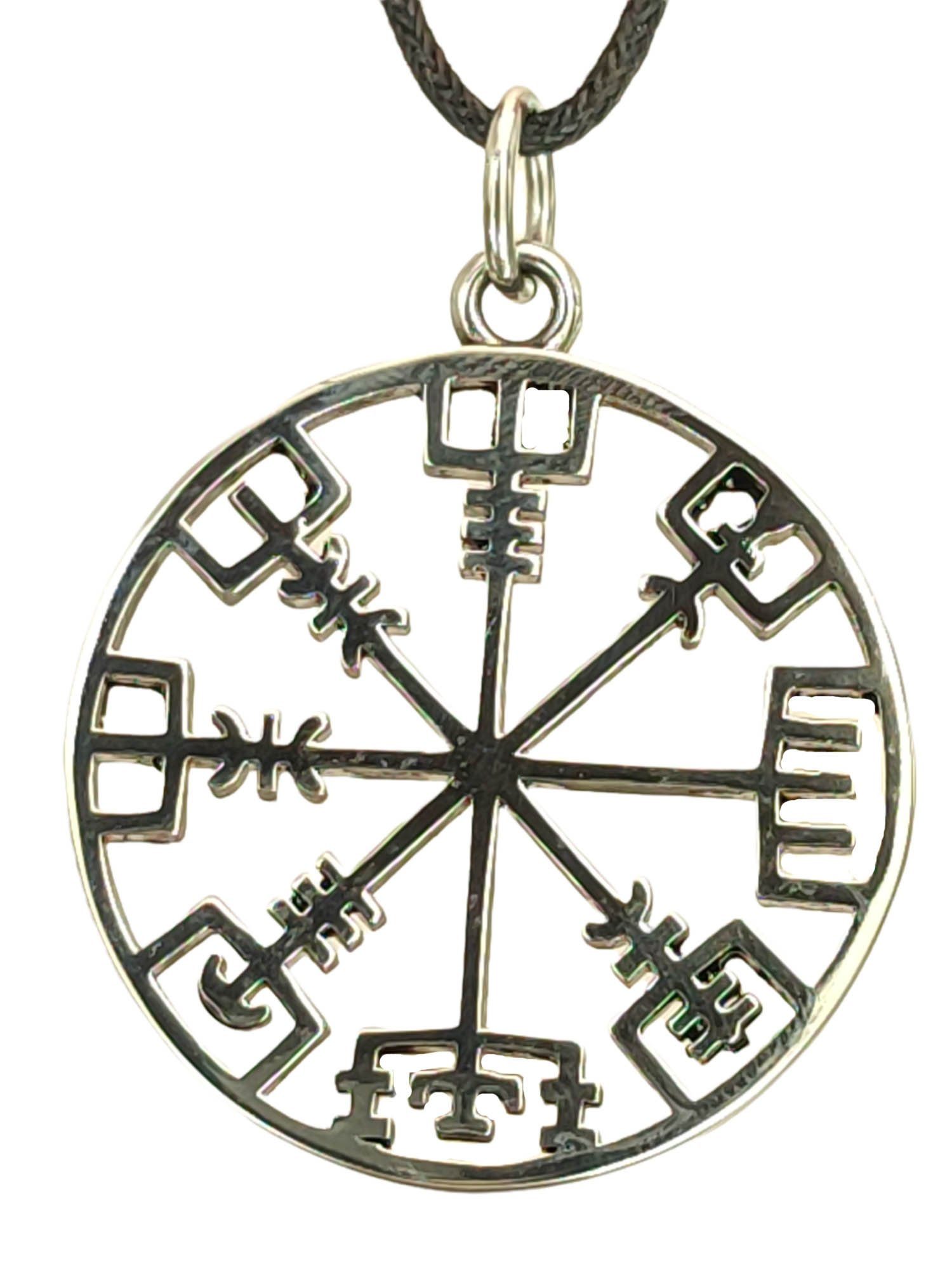 Kiss of Leather Kettenanhänger Wikingerkompass Vegvisir Wikinger Kompass aus Edelstahl