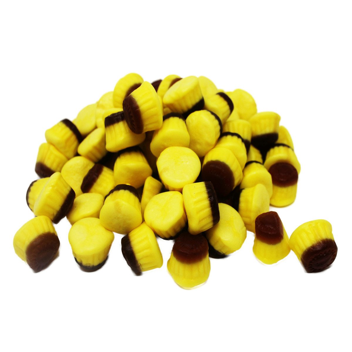 Dulceplus Süßigkeit, Fruchtgummi Jelly Caramel Pudding Törtchen gelb braun Halal 1000g