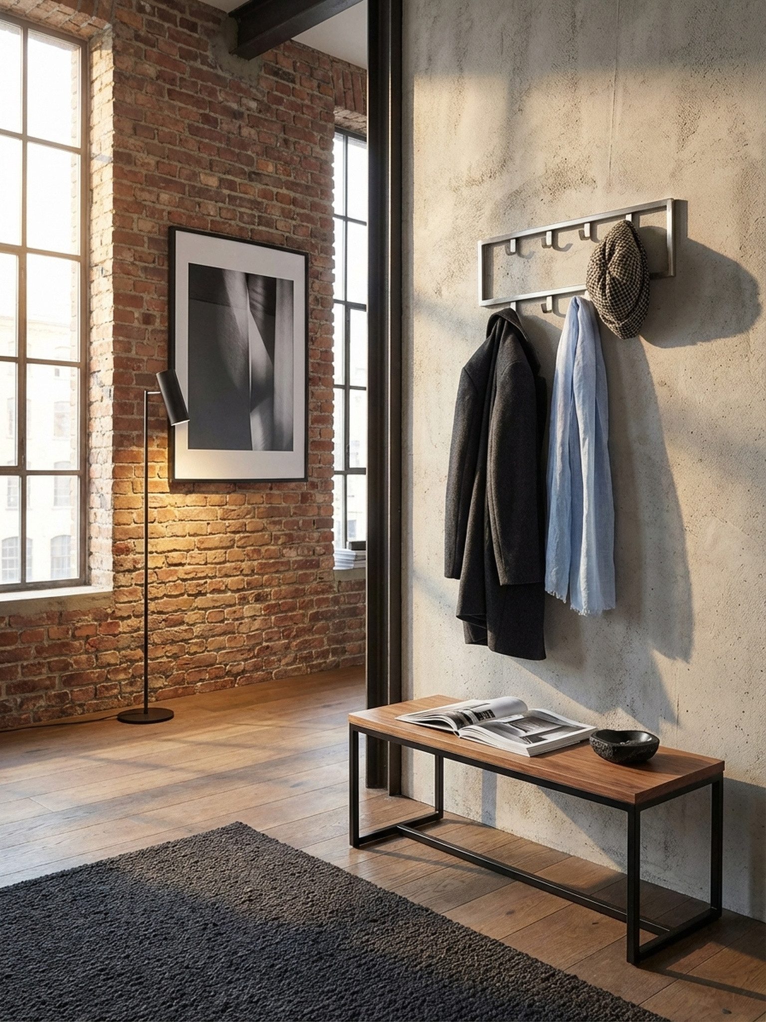 KADIMA DESIGN Wandgarderobe Stahl-Garderobe: Stilvoll & platzsparend, Silber, poliert – Bild 3 von 5