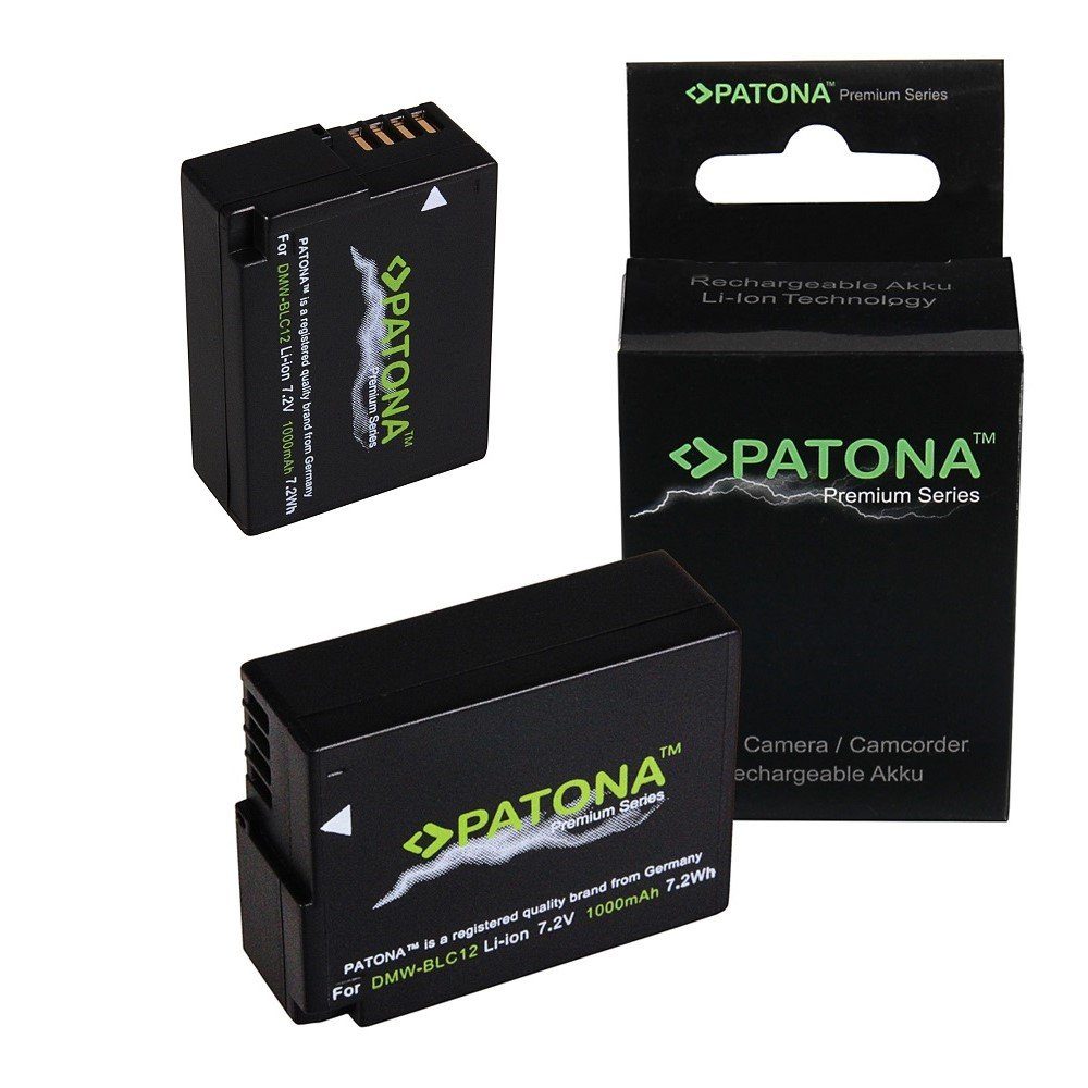 Patona 2x Akku für Panasonic DMW-BLC12 Kamera-Akku Ersatzakku 1000 mAh (7,2 V, 2 St), Lumix DMC FZ200 DMC G6 G5 GH2 BLC12PP Leica V-LUX 4 BP-DC12