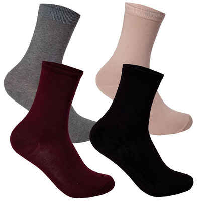 Bongual Basicsocken 12 Paar Damen Шкарпетки Freizeitsocken lang Baumwolle-mix Blumen (Set, 12er-Pack) Unifarben