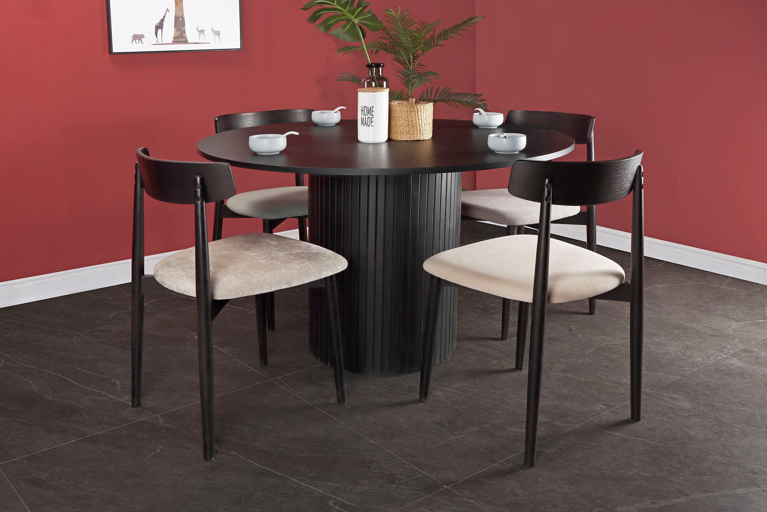 Home affaire Esstisch, Sockel mit Lamellendesign günstig online kaufen