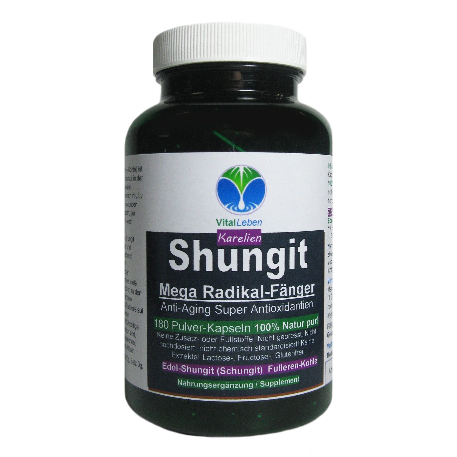 Shungit Edel Schungit Mikrofeine Premium Qualität aus Karelien Kapseln