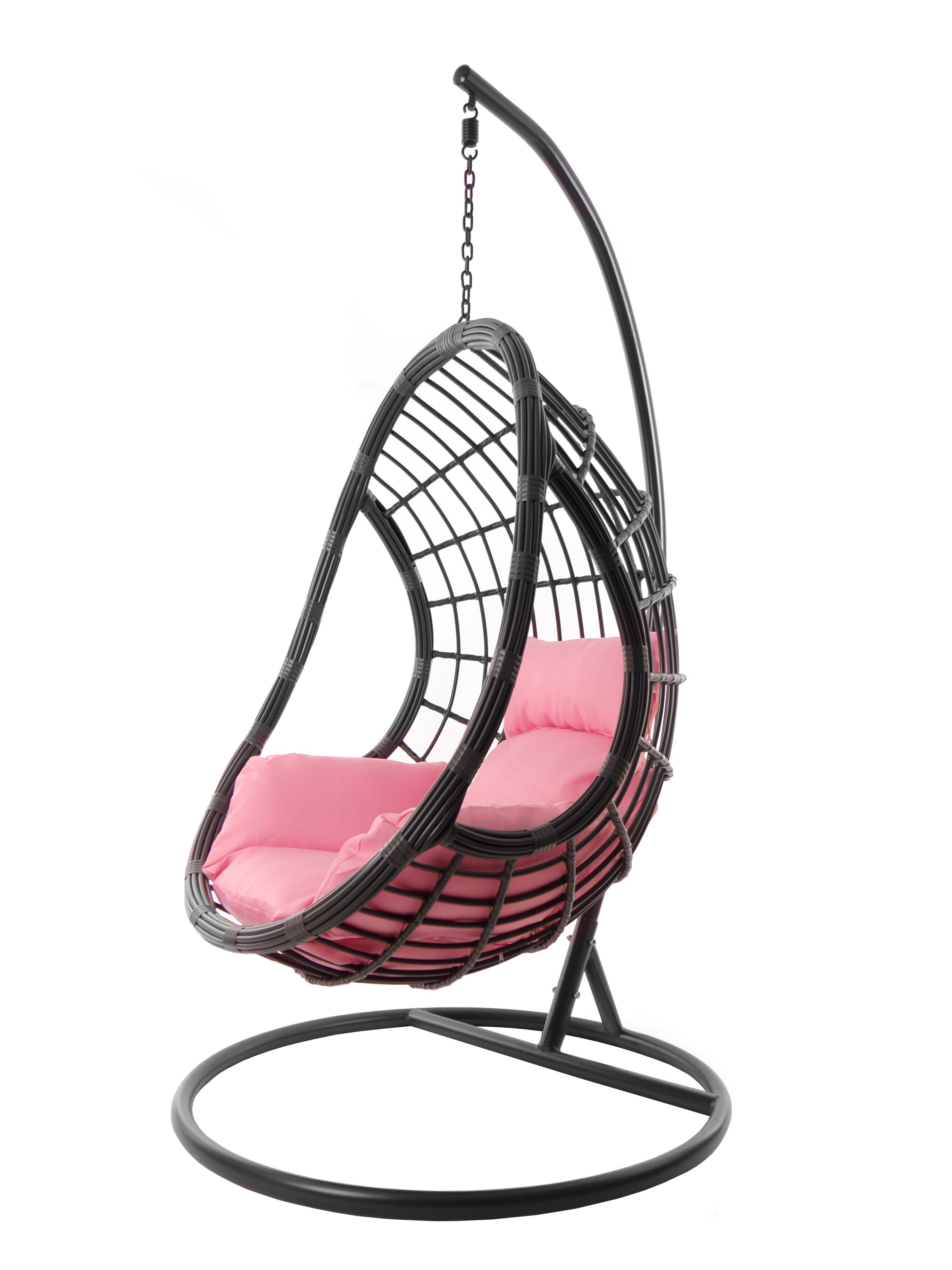 Hängesessel Kissen, mit Nest-Kissen KIDEO Hängesessel (3002 Gestell lemonade) Loungemöbel grau, moderne grau, Hängestuhl in und PALMANOVA rosa farbige