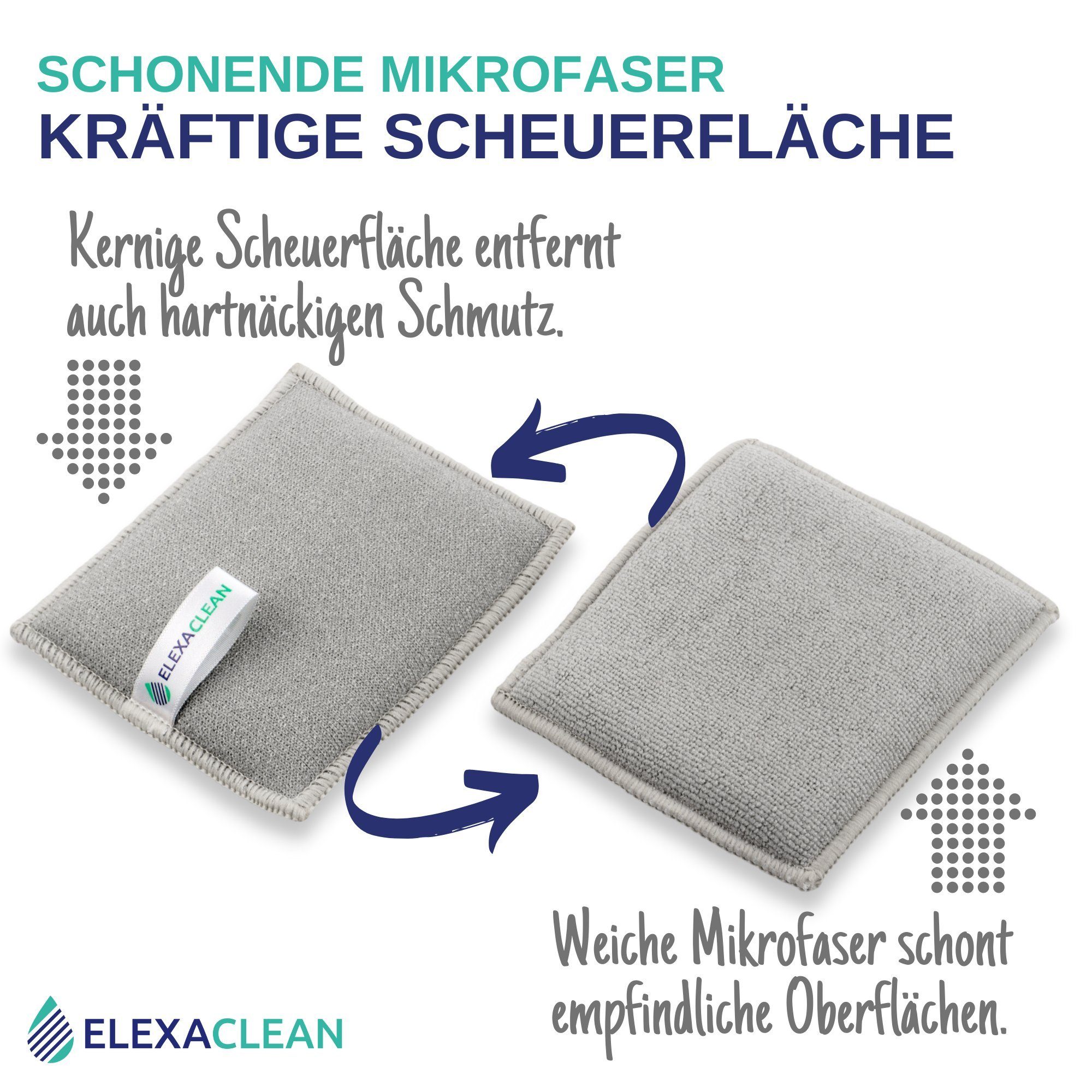ELEXACLEAN Geschirrschwamm Waschbarer Spülschwamm, 6er Set, 10x8 cm, KLEINE VERSION – Bild 4 von 5