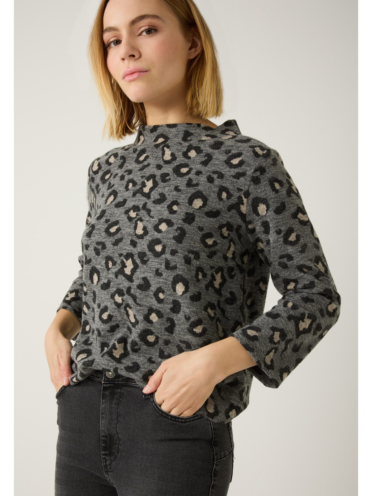 MORE&MORE Sweatshirt kurzes 3/4 Arm Leo-Sweatshirt günstig online kaufen
