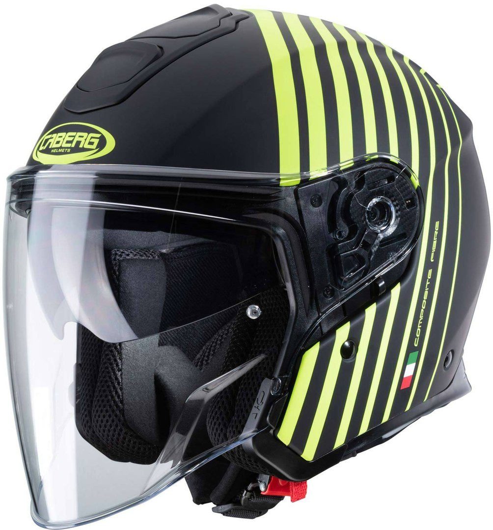 Caberg Motorradhelm Flyon Bakari Jethelm, vorbereitet für Kommunikationssystem,integriertes Sonnenvisier