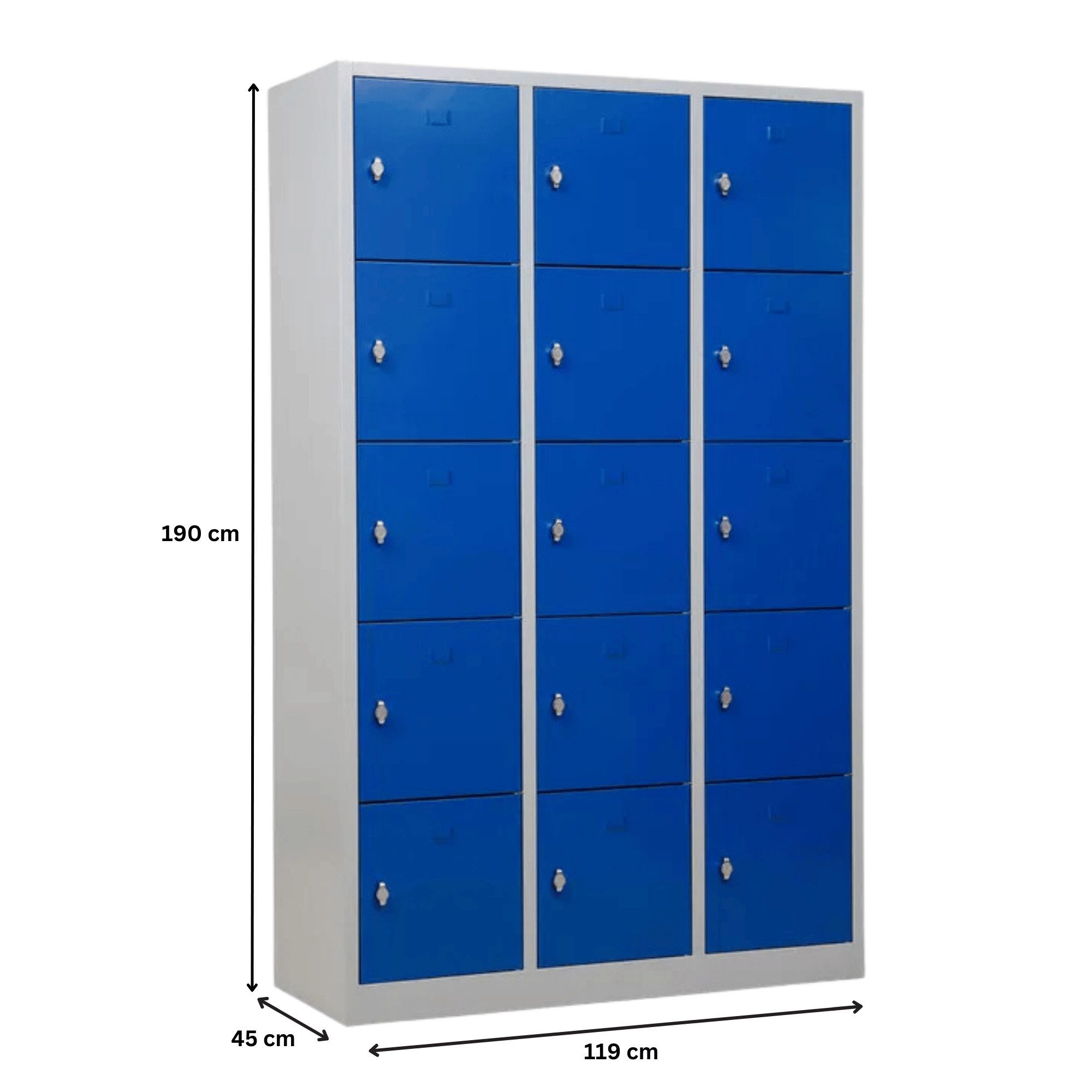 PROREGAL® Spind Schließfachschrank Falcon, Large, HxBxT 190x119x45cm, Grau-Blau