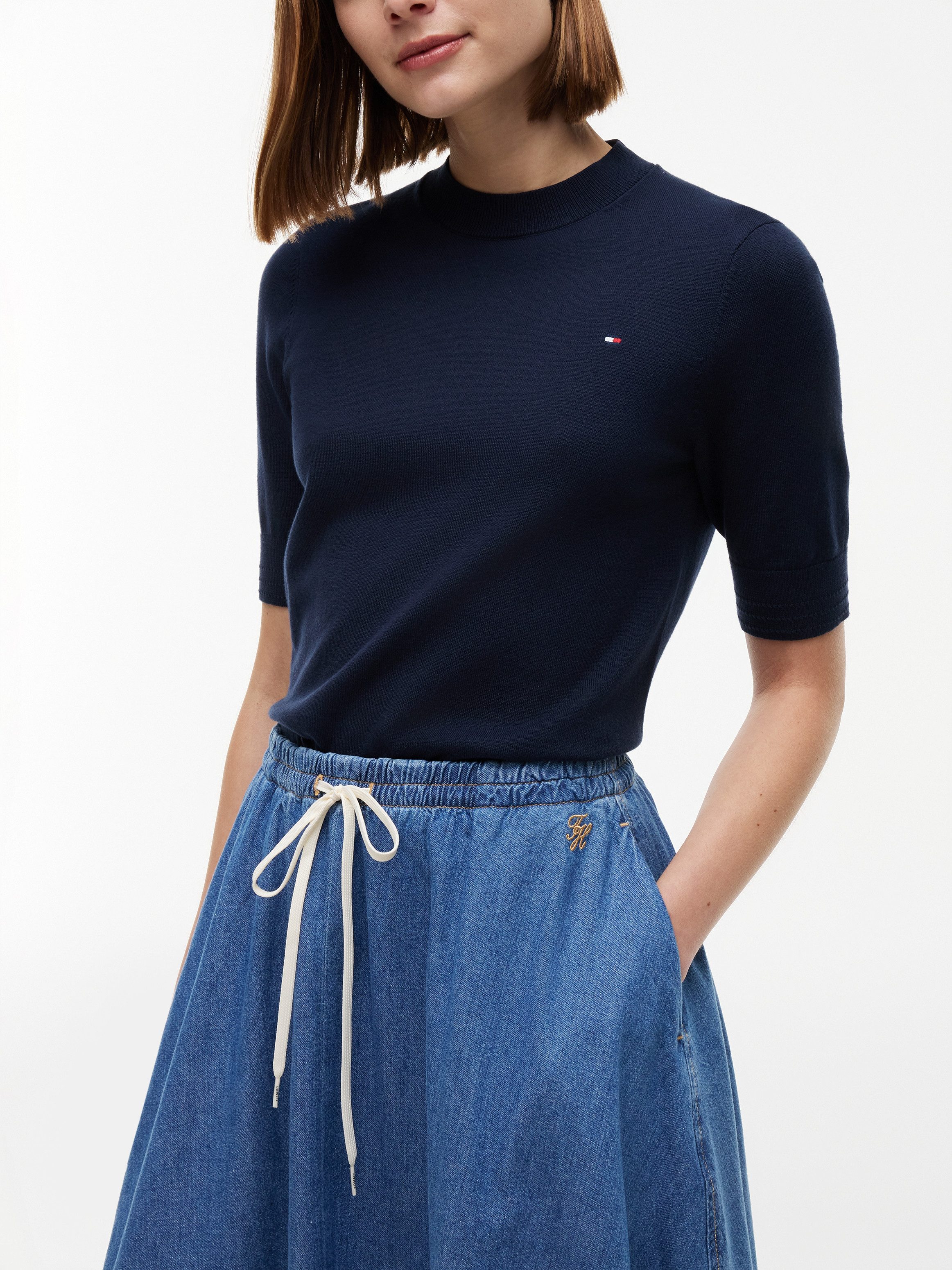 Tommy Hilfiger Jeansrock MIDI FLARED SKIRT MIA RW Baumwolle, in ausgestellter Form