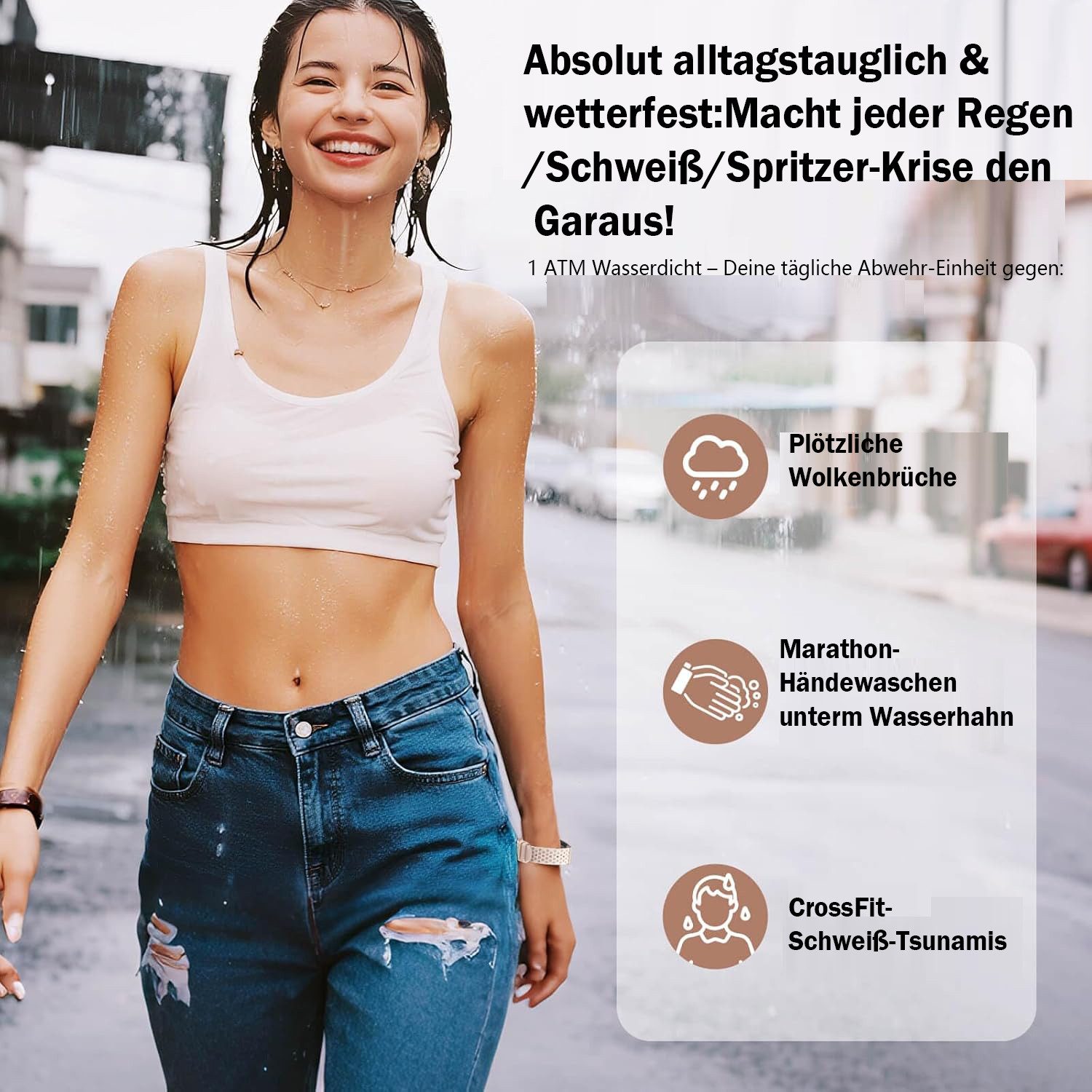 ANYSUN Fitness Tracker Damen Herren, Smart Band,Fitness Armband Ohne Display Smartwatch Smart-Armband Fitness mit Pulsmesser Schlafmonitor, Schrittzähler Uhr, SpO2, Schlafmonitor, IP68 Wasserdicht für Android und iOS