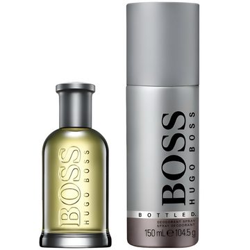 HUGO Eau de Parfum BOSS Bottled Eau de Parfum 50 ml Deodorant 150 ml Geschenkset, 2-tlg., Herrenparfum Luxusduft für Herren