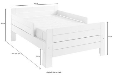 Lüttenhütt Funktionsbett "LOTTE " Bestseller! Kinderbett, Mitwachsend/ ausziehbar 140cm-200cm, zertifiziertes Massivholz