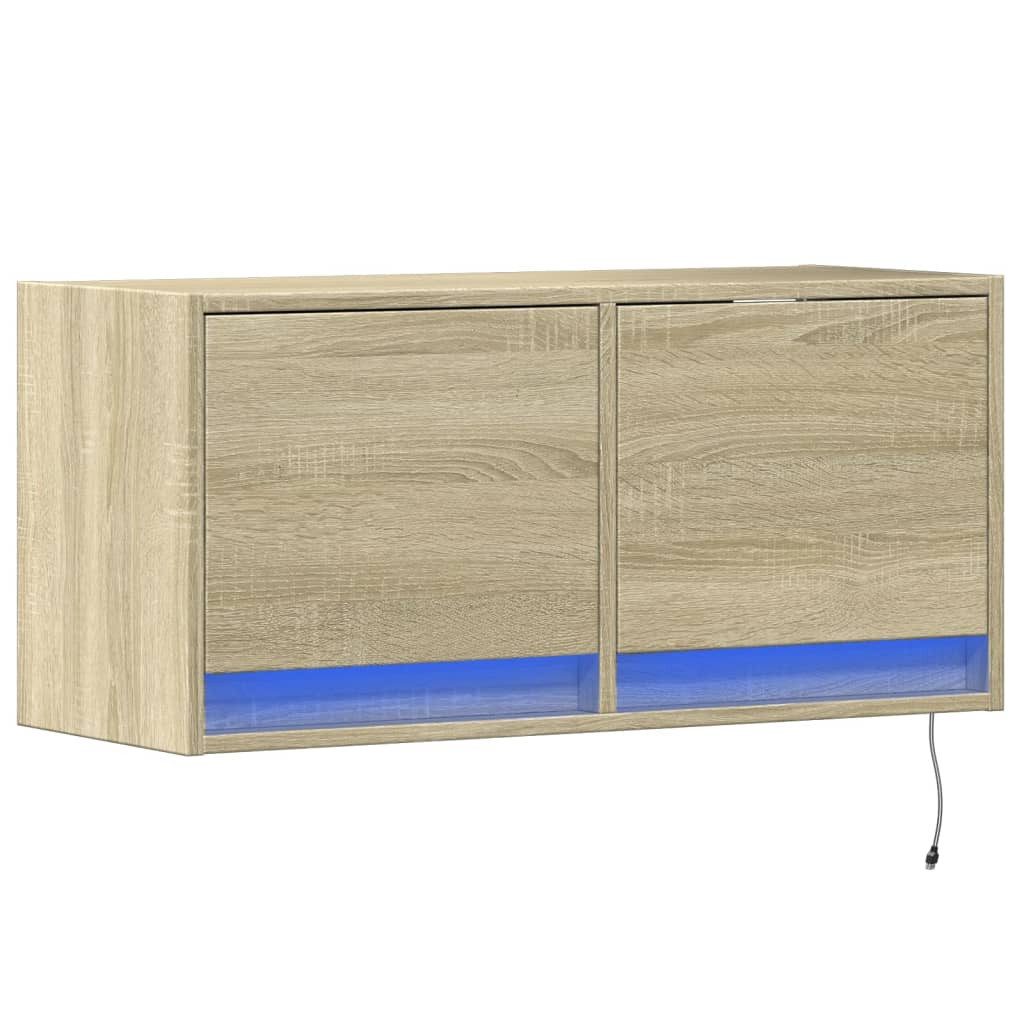 vidaXL TV-Wand TV-Wandschrank mit LED-Beleuchtung Sonoma-Eiche 80x31x38 cm, günstig online kaufen