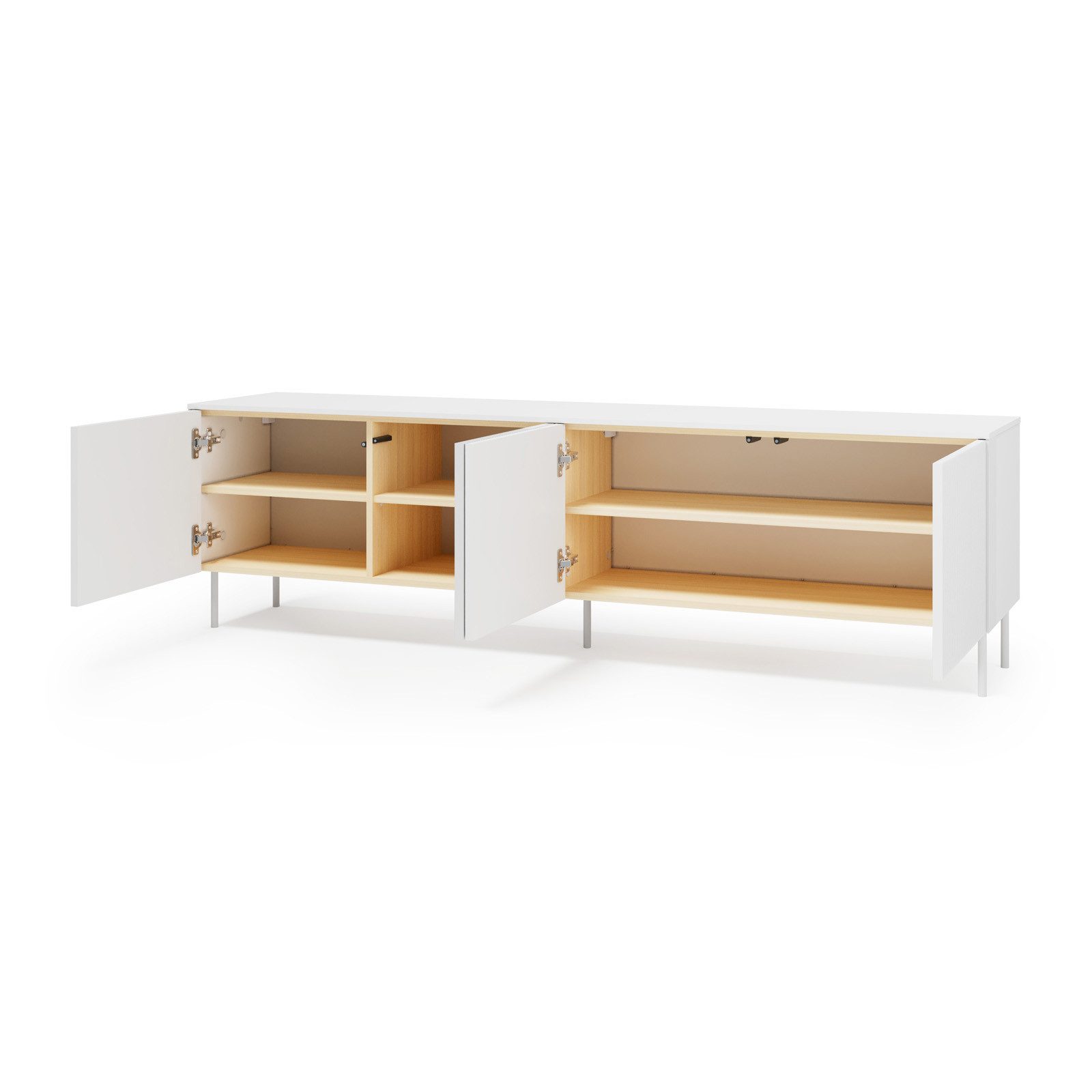 HAUSELEMENT TV-Schrank LIBA LB-05A mit LED-Beleuchtung 4 Türen Lowboard 195 cm Fernsehschrank Modern