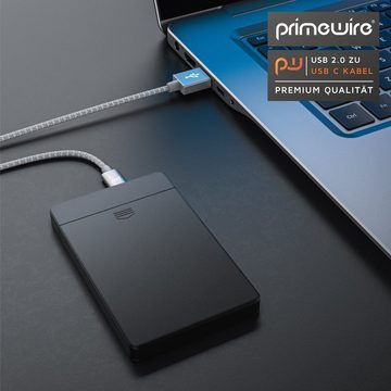 Primewire USB-Kabel, 3.1, USB-C, USB 3.0 Typ A (100 cm), Ladekabel, Datenkabel, Adapterkabel für Smartphone & Tablet - 1m