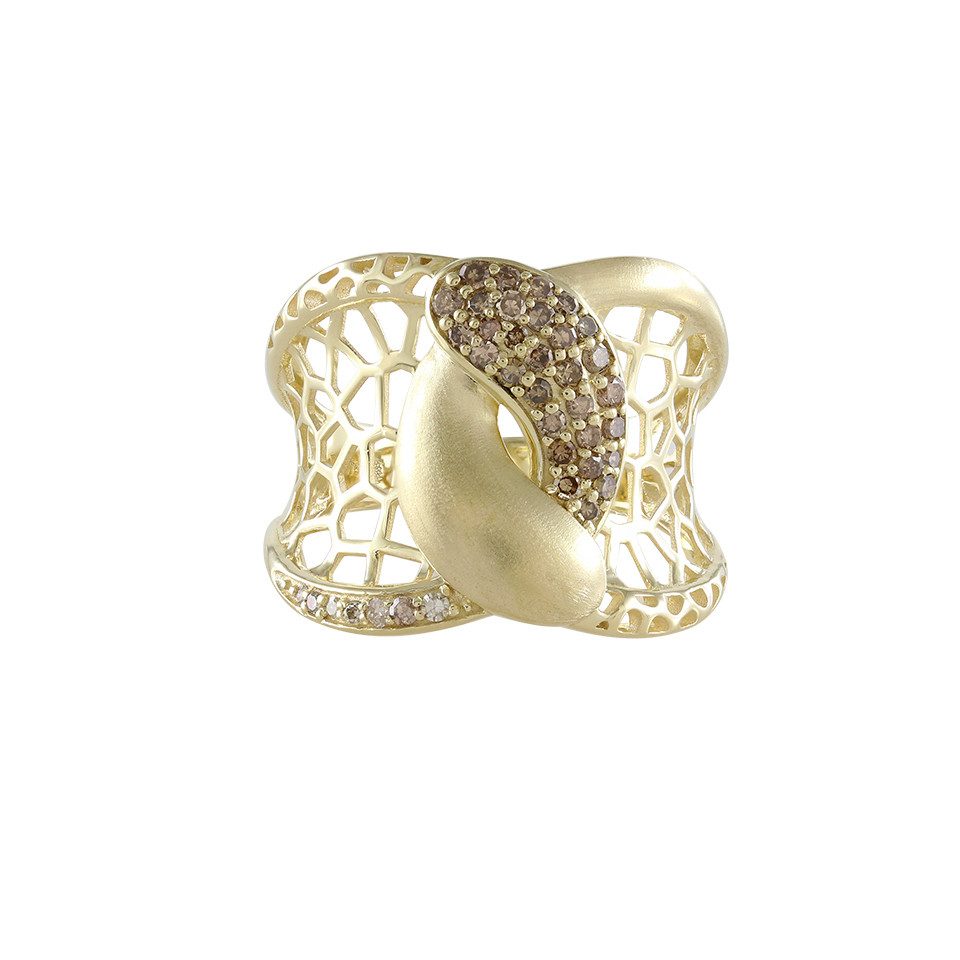 Diamantring Champagner Diamant 375 Gold Ring