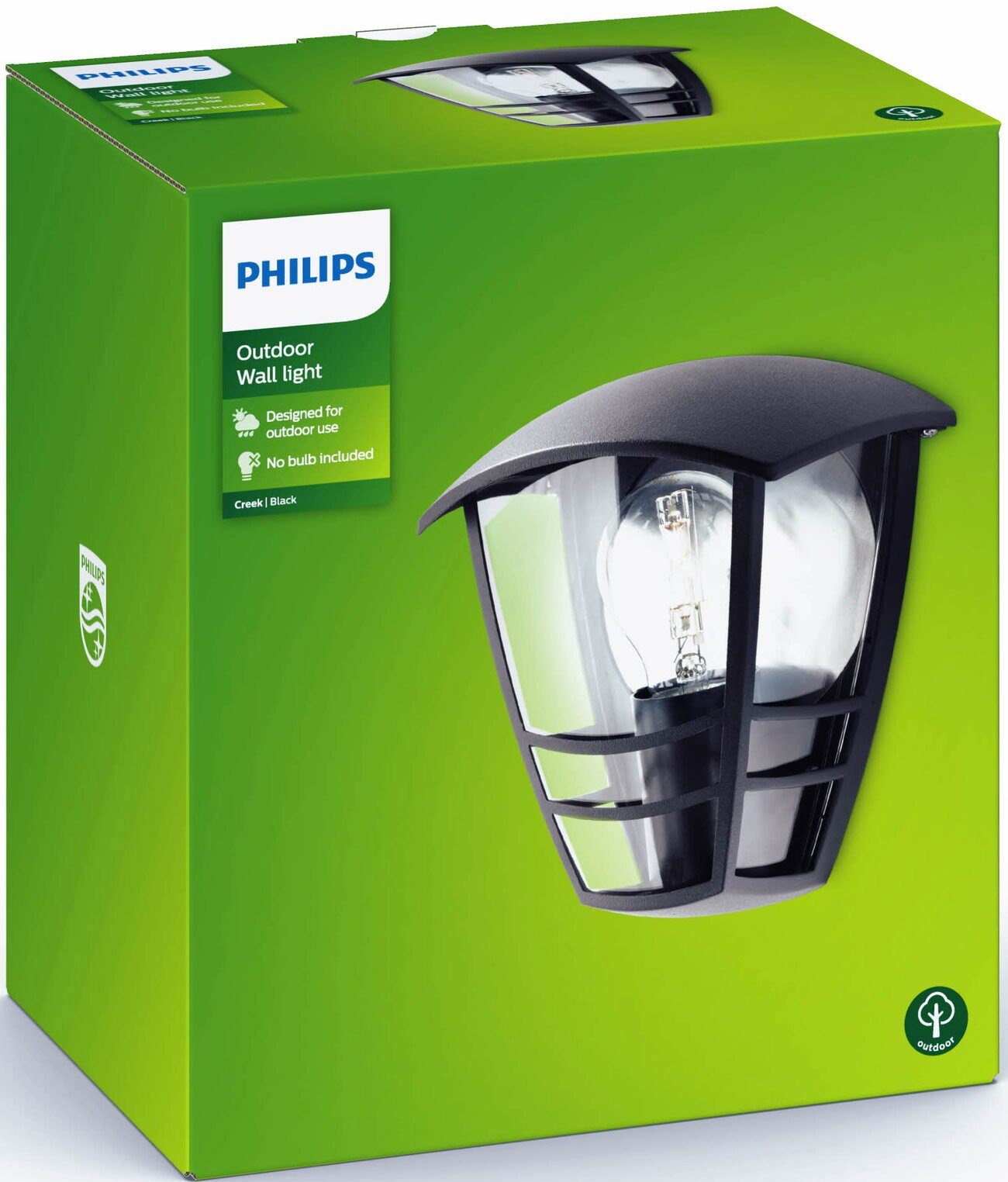 Schwarz LED Wandleuchte exkl 1x60W myGarden wechselbar, Wandleuchte LM Philips Creek,