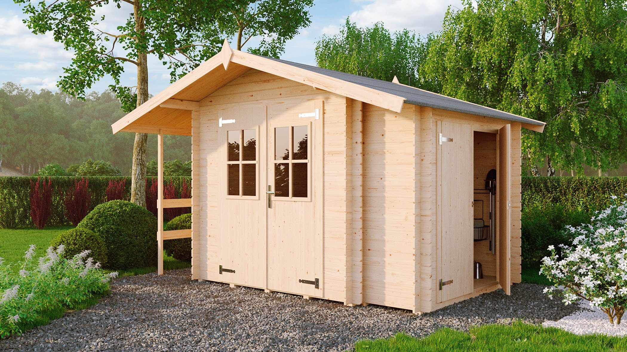 NORDIC HOLZ Gartenhaus »Narva 475«, BxT 360x269 cm, inkl. Schleppdach