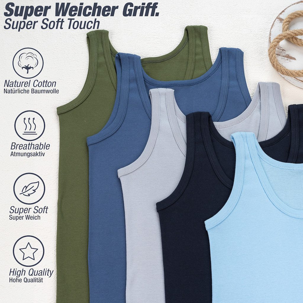 LOREZA Unterhemd 5er Set Jungen Unterhemden 100% Baumwolle - Feinripp - Ohne Seitennaht (Spar-Packung, 5-St., 5er-Pack)