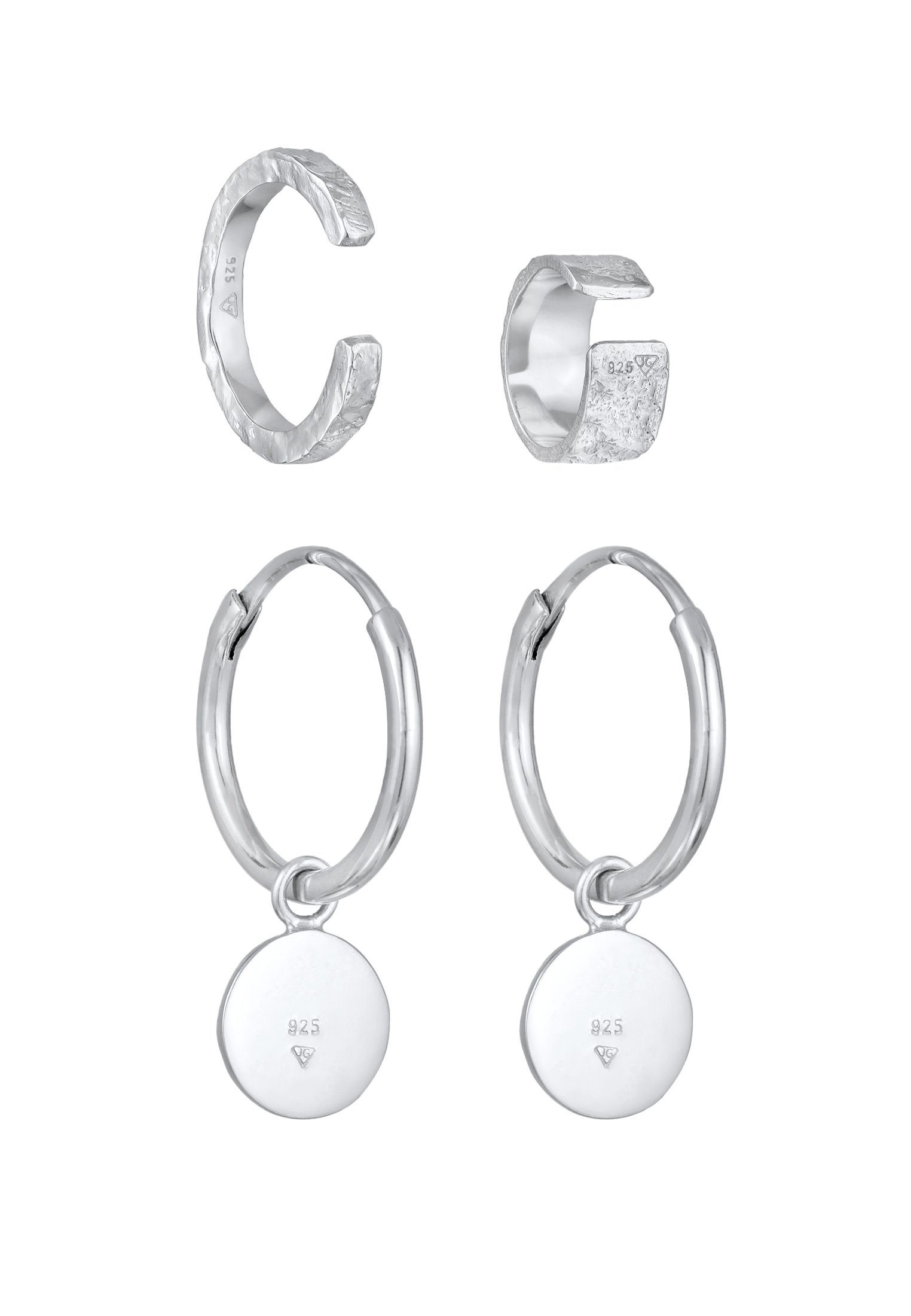 Earcuff modischen 925 Silber Look Creolen im Ohrring-Set Elli Set