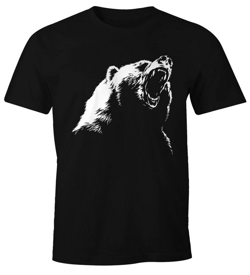 MoonWorks Print-Shirt Herren T-Shirt Grizzly Bär mit Print