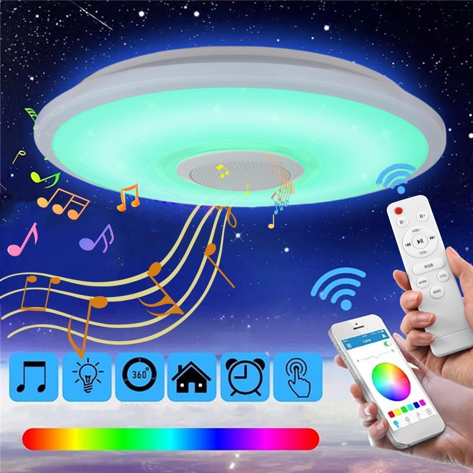 LETGOSPT Deckenleuchte LED Deckenlampe RGB Bluetooth günstig online kaufen