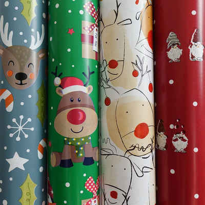 maDDma Geschenkpapier »4 Rollen je 5m Premium Weihnachts-Geschenkpapier Weihnachten Geschenkverpackung Motivwahl«, Weihnachtsmix