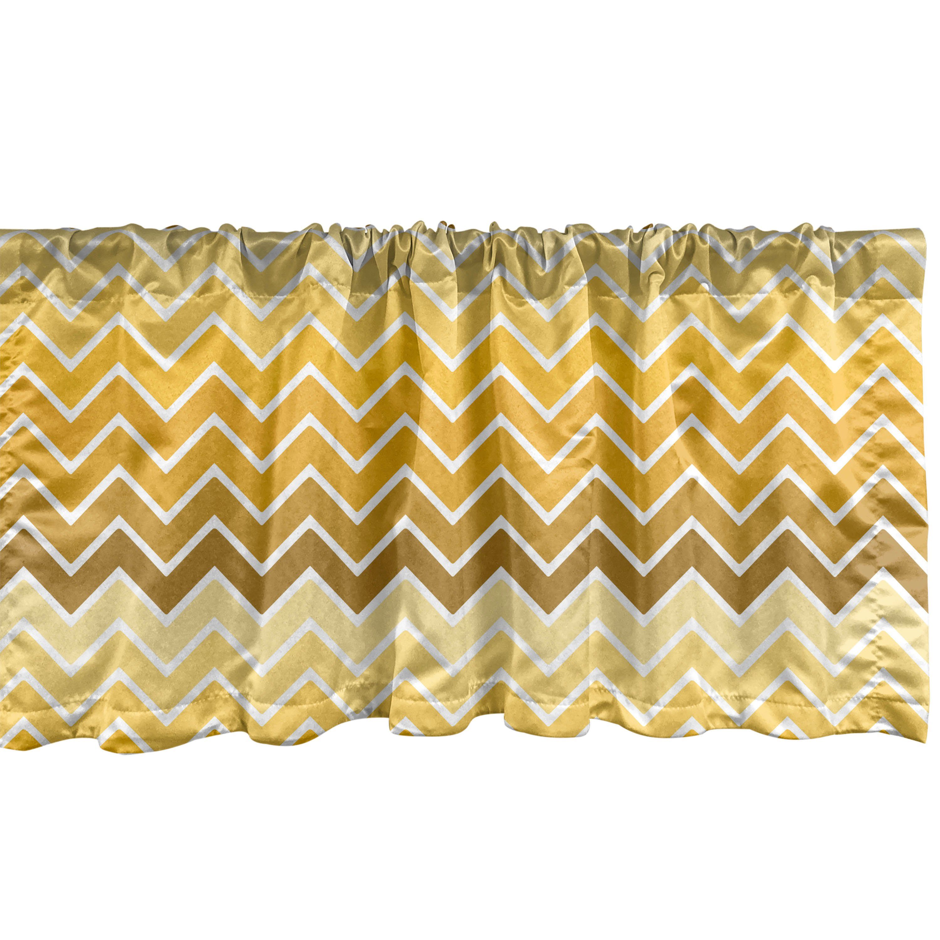 Scheibengardine Vorhang Volant für Küche Schlafzimmer Dekor mit Stangentasche, Abakuhaus, Microfaser, Gelb Chevron Zigzag Ombre