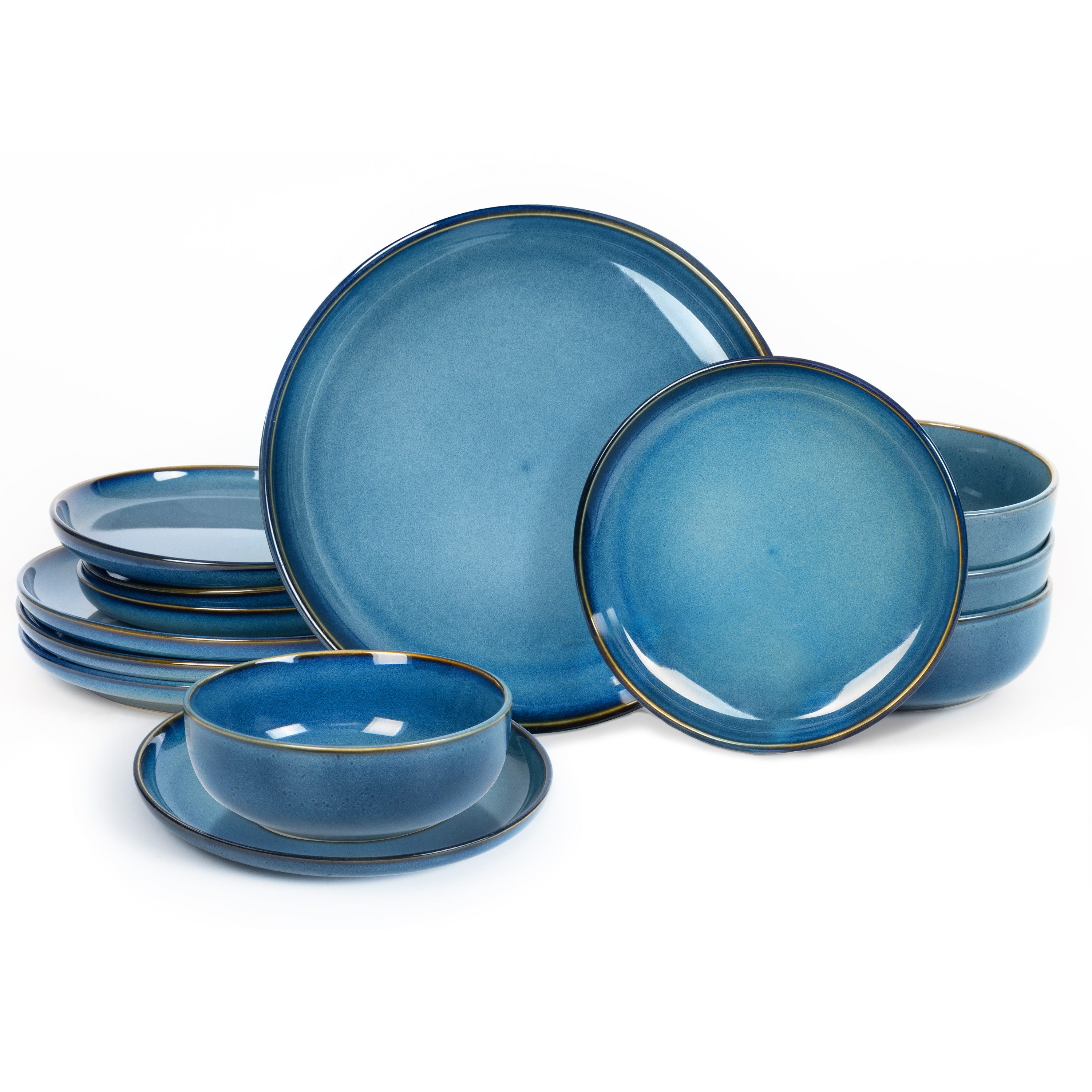 Ribelli Frühstücks-Geschirrset Geschirr Set 12-tlg für 4 Personen/Familie, Anti-Kratzer & Mikrowellenfest für Küche