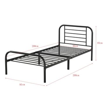 en.casa Metallbett, »Atammik« Doppelbett 90x200 cm mit Kaltschaummatratze Schwarz