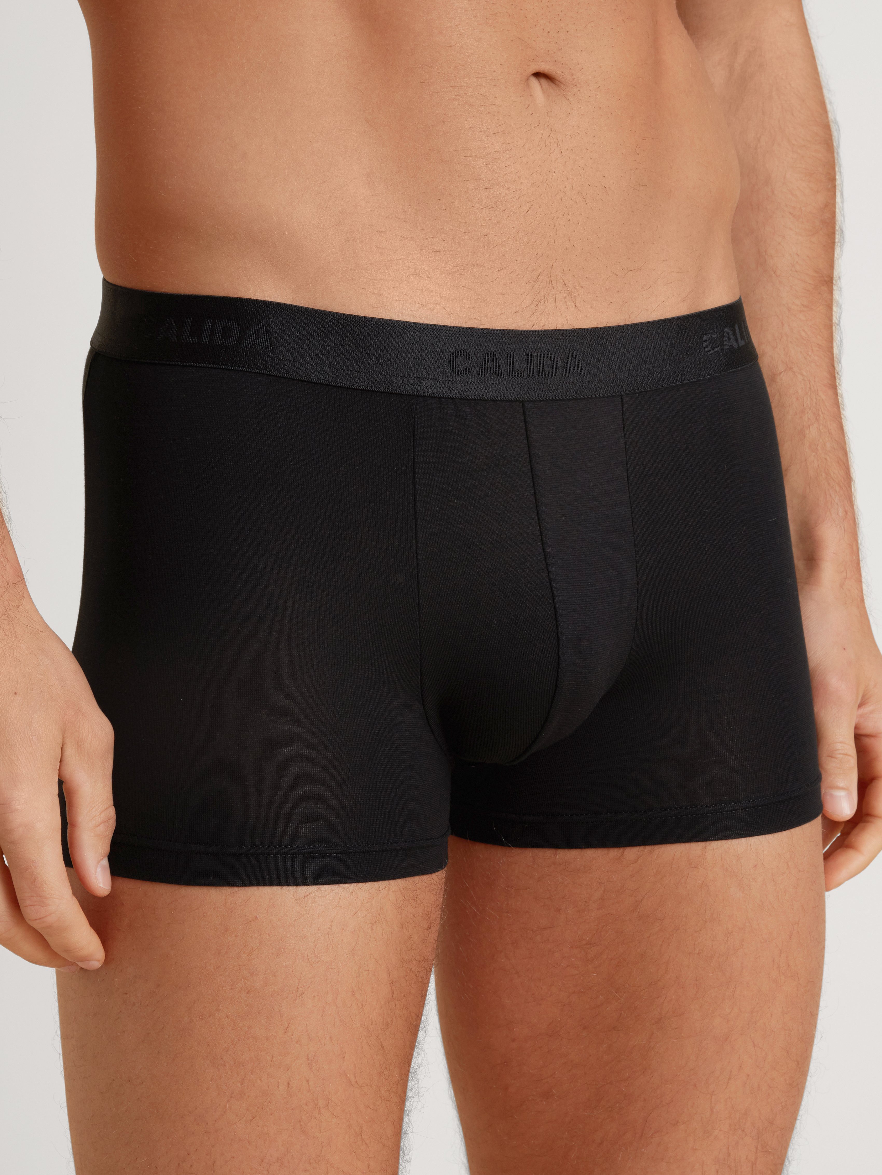 CALIDA mit Logoschriftzug, schwarz Boxershorts Trunk Evolution Softbund