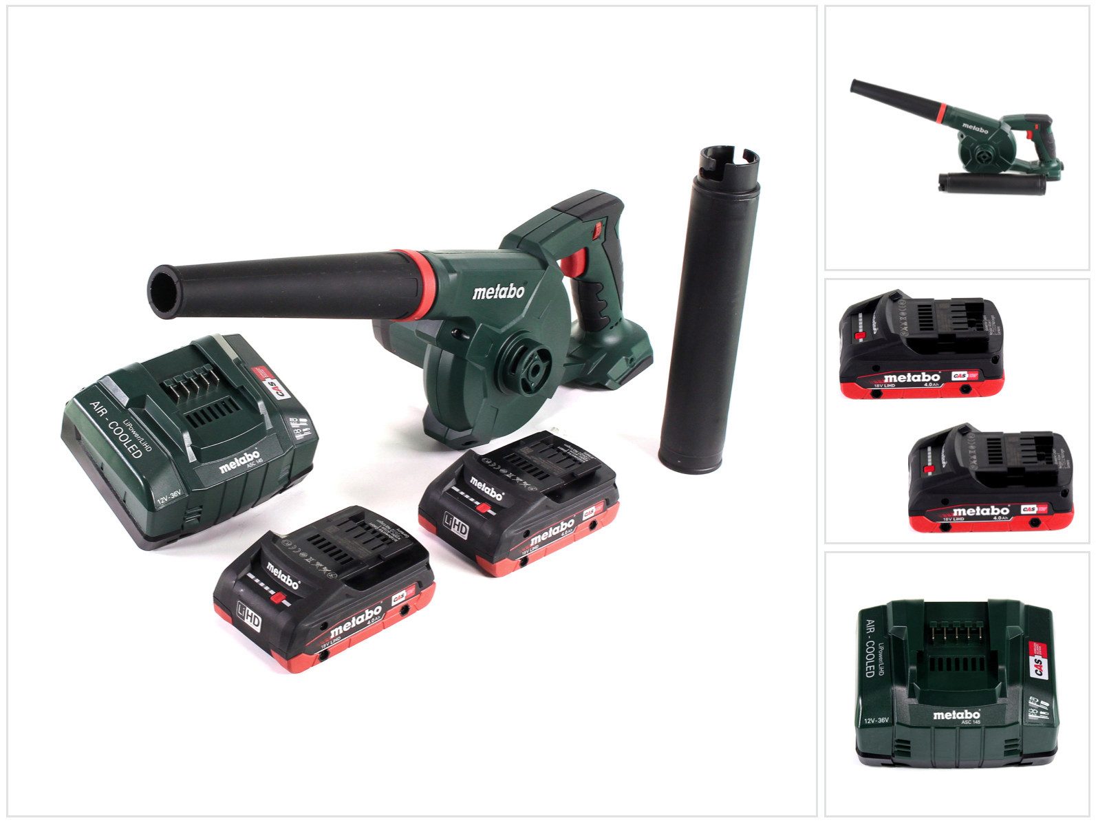 metabo Akku-Laubbläser AG 18 Akku Gebläse 18 V + 2x LiHD Akku 4,0 Ah + Ladegerät