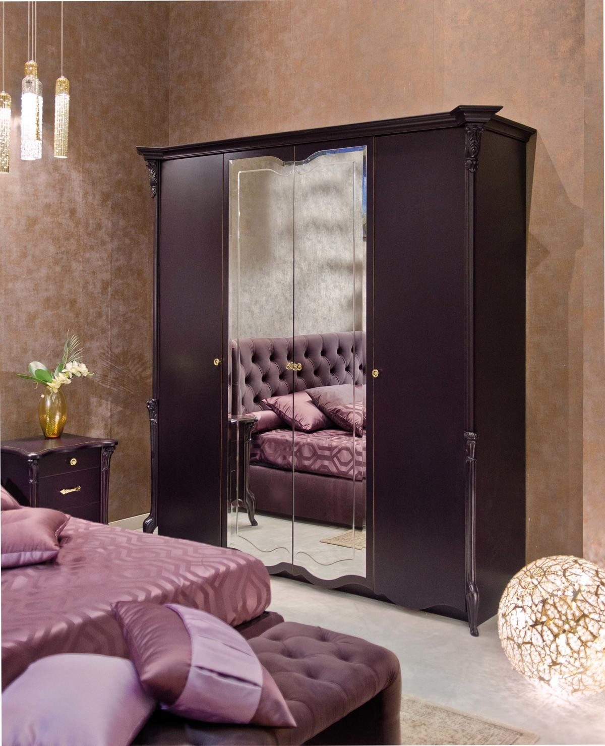 JVmoebel Kleiderschrank Eleganter Schrank mit Spiegel – Italienisches Möbel in Lila Made in Italy
