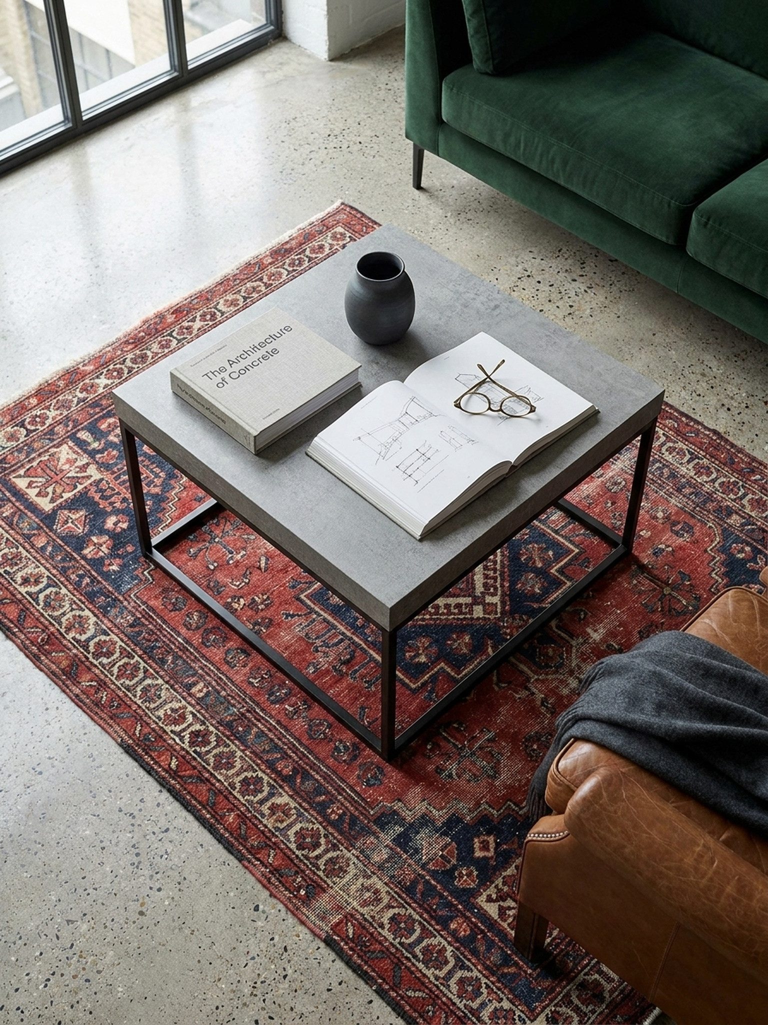 KADIMA DESIGN Couchtisch Couchtisch 60x60x38 cm Grau Sofatisch in Beton-Optik Modern, Design (Metallbeine), Wohnzimmertisch Quadratisch, Loungetisch Klein, Kaffeetisch