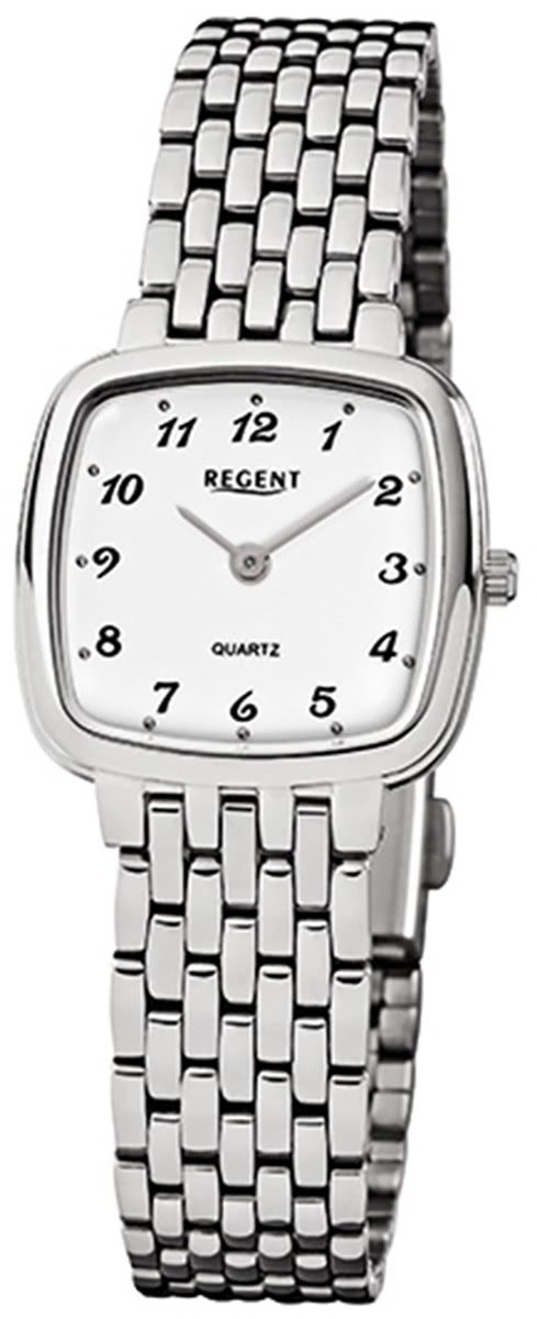 Regent Quarzuhr Regent Damen-Armbanduhr silber Analog F-520, (Analoguhr), Damen Armbanduhr eckig, klein (ca. 25x25mm), Edelstahlarmband