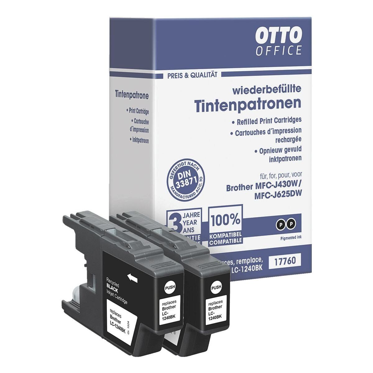 Otto Office  Office Tintenpatrone (Doppelpack, 2-tlg., ersetzt Brother »LC1240BK«, schwarz) schwarz, schwarz